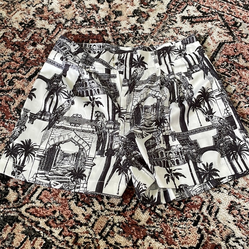 black and white tropical print forever 21 silk shorts